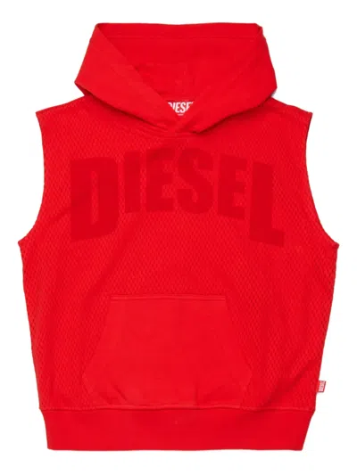 Diesel Kids' Smesh Over Pocket Hooded Vest In Red