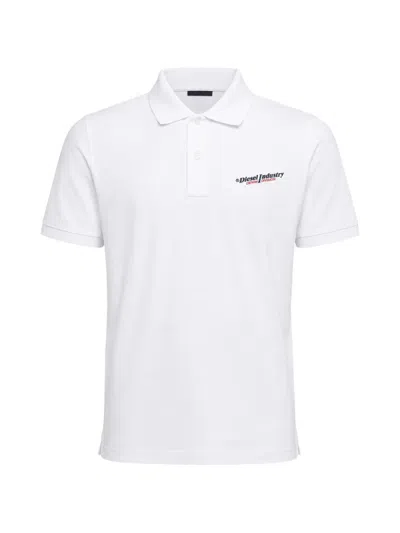 Diesel White Shirt Collar Polo In Animal Print