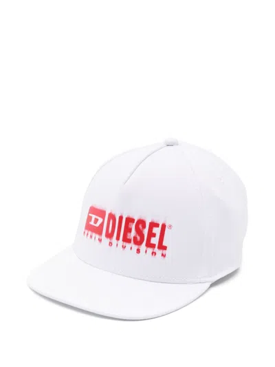 Diesel Kids' Smudge-logo Baseball Cap In White