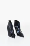 Diesel Snakeskin Effect Metallic Leather D-venus Ankle Boots Heel 8 In Blue