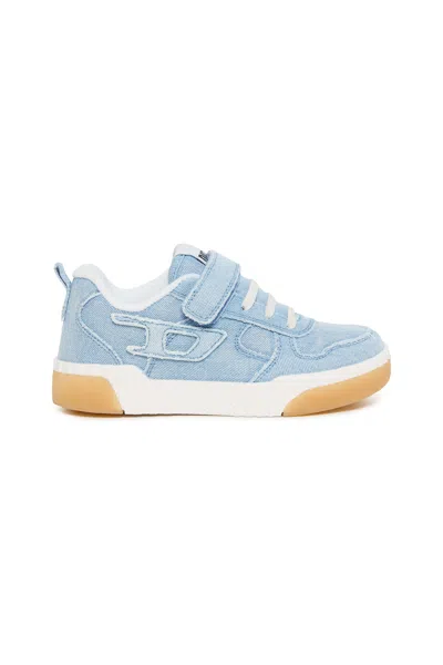 Diesel Sneakers Basse D-skt Strap In Denim In Indigo