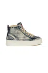 Diesel Vaneela Mc Sneakers In Denim In Animal Print