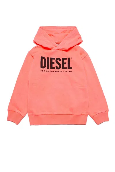 Diesel Kids' Snucihood Over Cotton Hoodie In Pink