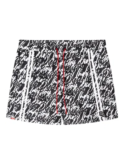 Diesel Soccer-41-d-pop Side-stripe Swim Shorts In Black