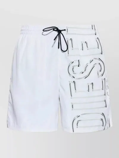 Diesel Soccer Core Swim Shorts Elastic Waistband In White