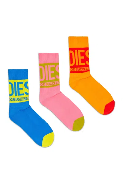 Diesel Socks Three-pack In Cotton With Logo Detail In Multi