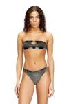 Diesel Soft Bandeau Bra In Cotton Rib With Jewel Oval D In Gray