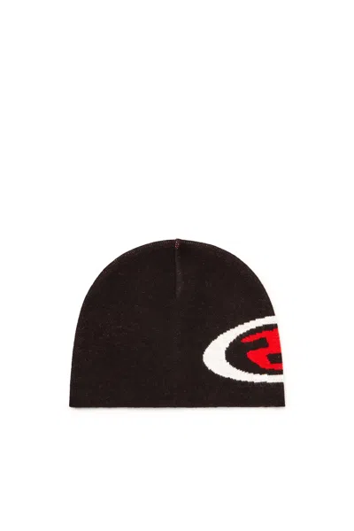 Diesel Soft Jacquard Knit Beanie In Brown
