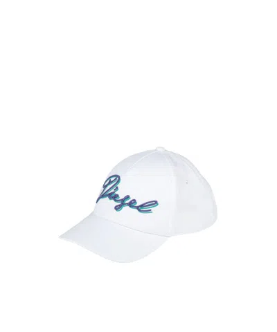 Diesel Solid Color Baseball Cap In White