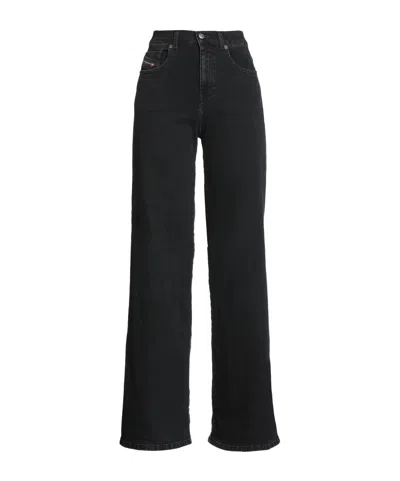 Diesel Solid Color Bootcut Jeans In Black