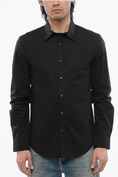 Diesel Solid Color Cotton Poplin S-ben-cl-a Shirt In Black