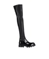 Diesel Solid Color Patent Leather Platform Boots In Black