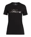 Diesel Solid Color Printed Short-sleeve T-shirt In Black