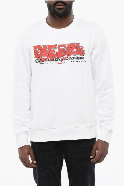 Diesel Solid Color S-ginn-k40 Crew-neck Sweatshirt With Printed Log