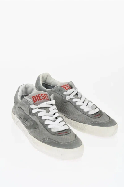 Diesel Solid Color S-leroji Low Top Sneakers With Suede Trims In Gray