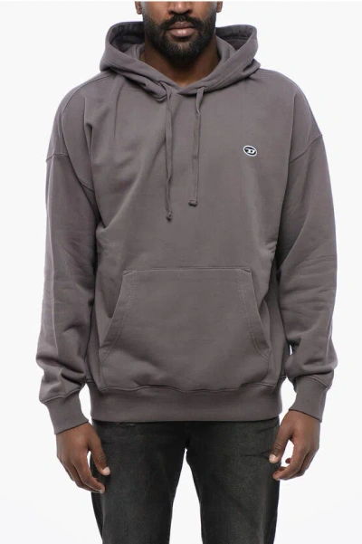 Diesel Solid Color S-rob-hood-doval-pj Hoodie With Patch Pocket In Grey