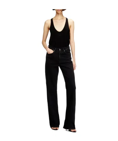 Diesel Solid Color Straight Leg Jeans In Black