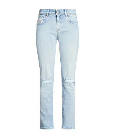 Diesel Solid Color Straight-leg Trousers In Blue