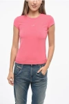 Diesel Solid Color Stretch Cotton T-angie-out Crew-neck T-shirt In Pink
