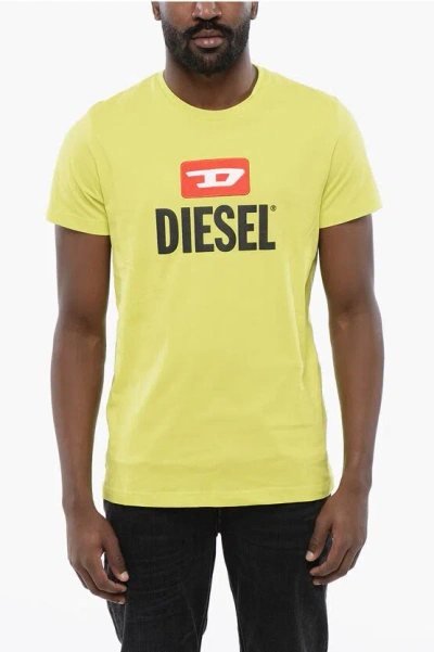 Diesel Solid Color T-diego New Crewneck T-shirt With Maxi Frontal L In Yellow