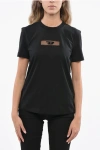 Diesel Solid Color T-reg Crew-neck T-shirt With Tulle Detail In Black