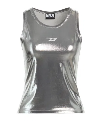 Diesel Solid Color Vests In Silver