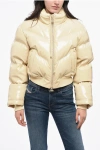Diesel Solid Color W-crema Bomber Down Jacket With Super-shiny Viny Grösse S In Neutral