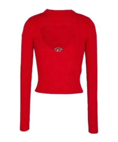 Diesel Solid Color Wool Knit Sweater In Red