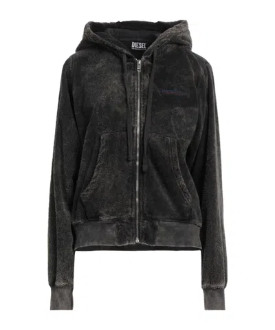 Diesel Solid-color Hoodie In Black