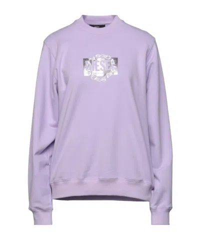 Diesel Solid-color Long-sleeved Crew-neck Sweatshirt In Purple