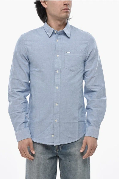 Diesel Solid-color Shirt S-benny-out-ox With Pocket In Blue