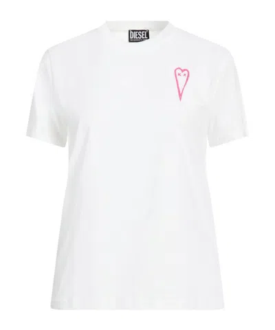 Diesel Solid-color Short-sleeve T-shirt In White