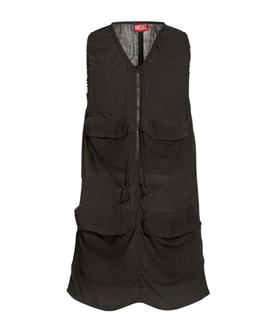 Diesel Solid-colored Sleeveless Dress In Black