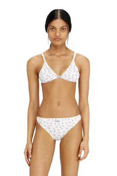 Diesel Soutien-gorge Triangle En Coton À Imprimé Floral All-over In White