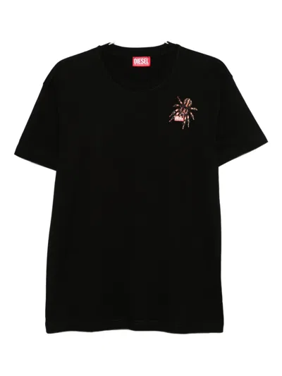 Diesel Spider-embellished T-shirt In Black
