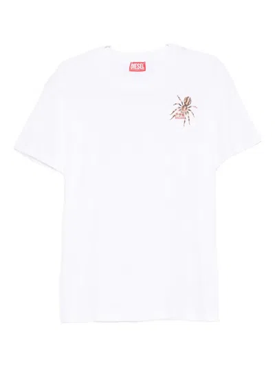 Diesel Spider-print Cotton T-shirt In White
