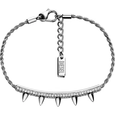 Diesel ® Spike Pavé Id Bracelet In Transparent