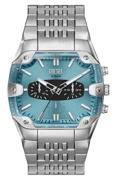 Diesel ® Spiked Cushion Bracelet Watch In Silver