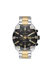 Diesel Men's Spiked Chronograph Two-tone Stainless Steel Watch 49mm In Argento