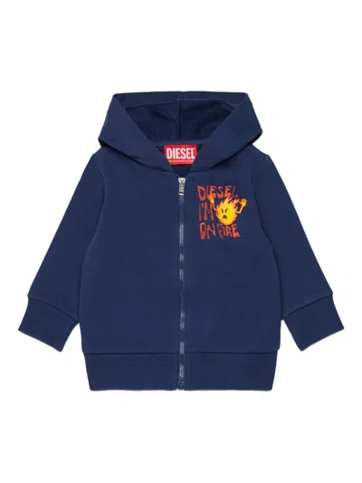 Diesel Babies' Spilb Zipped Hoodie In Blue