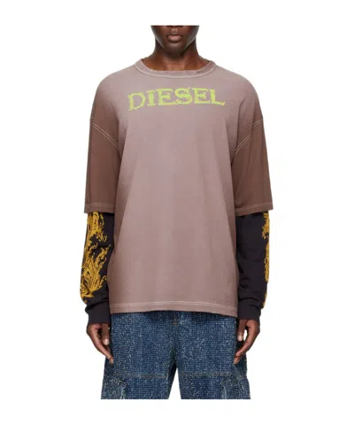 Diesel Brown T-wesher-q1 Long Sleeve T-shirt In 7es