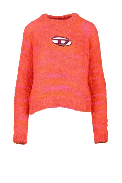 Diesel Sponge Color Block Sweater - Fuchsia/orange In Pink