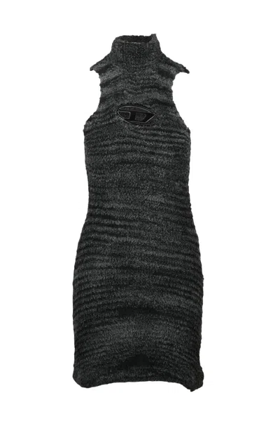 Diesel Sponge Midi Dress - Grey In Black