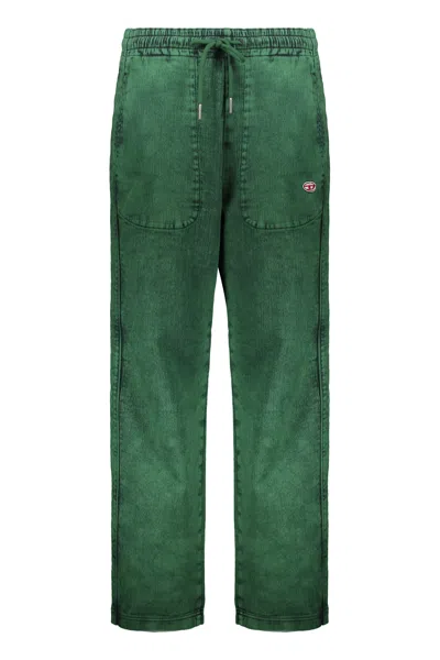 Diesel Sport Pants In Cotton In Green