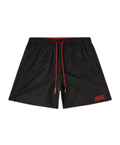Diesel Drawstring Logo-detail Swim Shorts In Black
