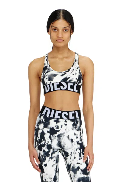 Diesel Sports Bra In Printed Microfibre In Multi