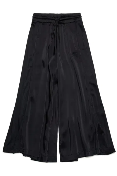 Diesel Kids' Sporty Chic Satin Pants In Black