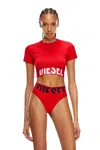 Diesel Sporty Cropped Top With Logo Band In Red