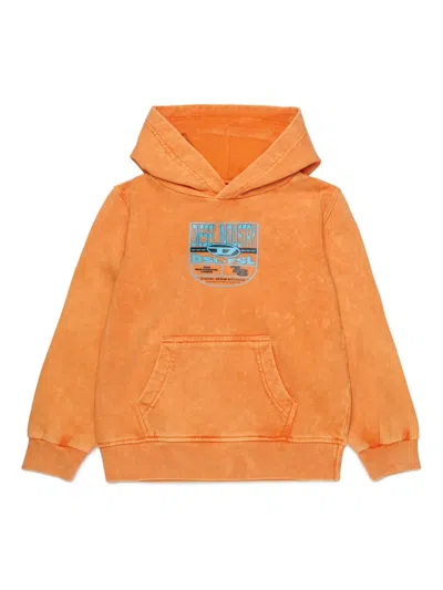 Diesel Kids' Spridhood Over Hoodie In 橘色