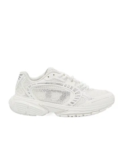 Diesel S-pro-v-dense Rhinestone-embellished Mesh Sneakers In White